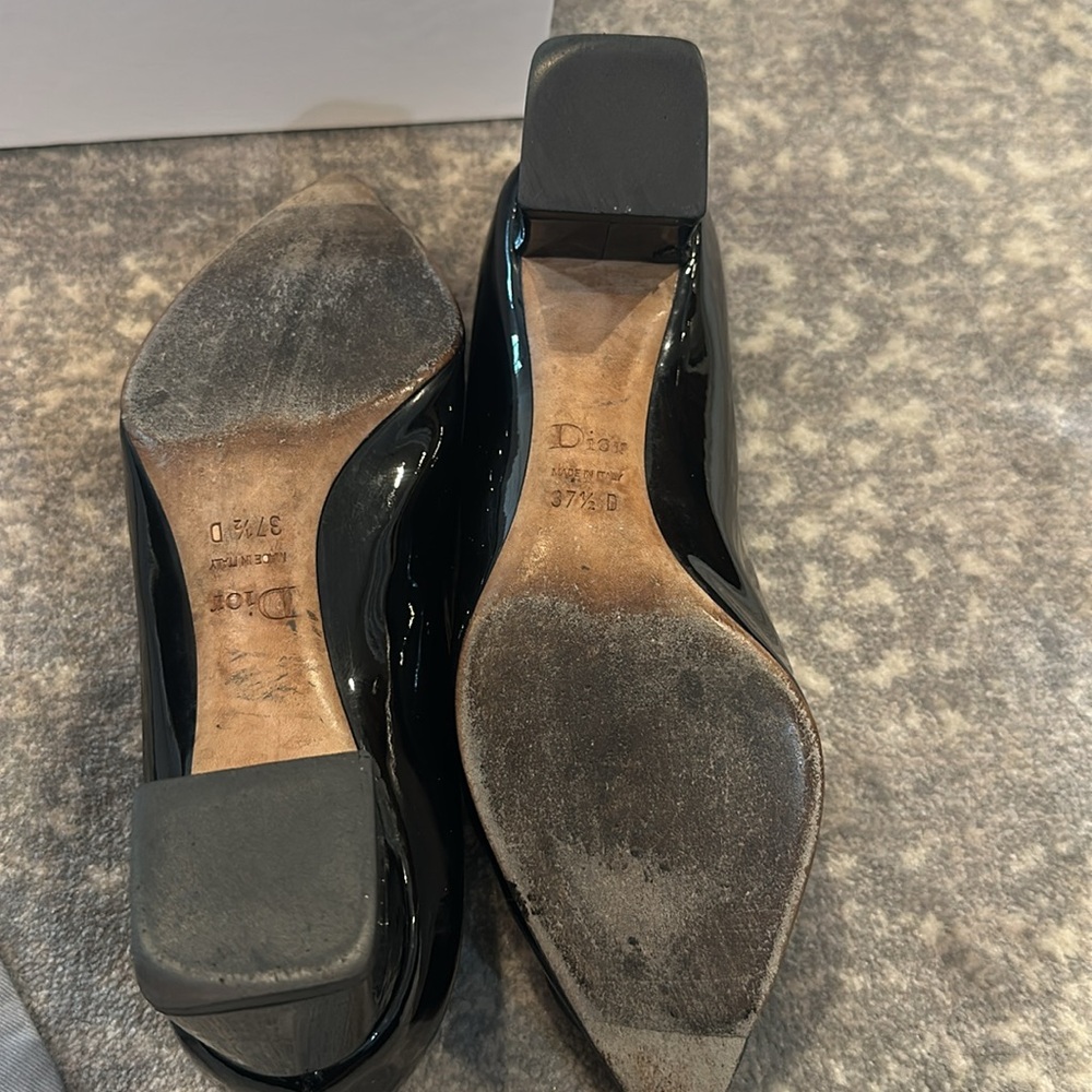DIOR BLACK PATENT CHUNKY HEEL SHOE SIZE 7.5 - Picture 10 of 16
